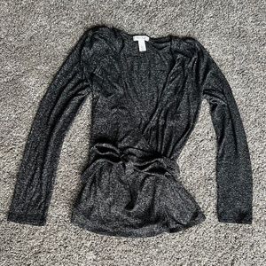 White House Black Market - Tie Long Sleeve Top - S